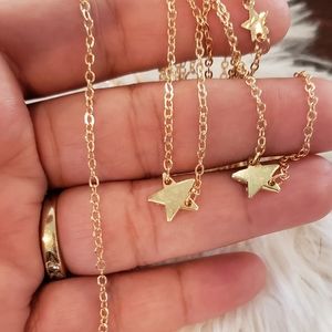 Goldtone Choker Star Layered Long Necklace